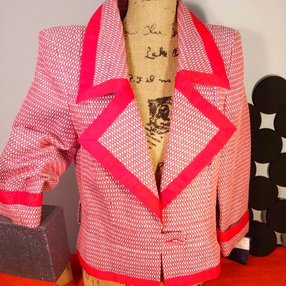 Doncaster Red Glitter Office Siren Tweed Jacket ..size 8 - Picture 2 of 11